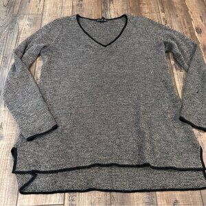 Eileen Fisher Women V-Neck Knit Pullover Long Sleeve Sweater Wool/Linen Blend S